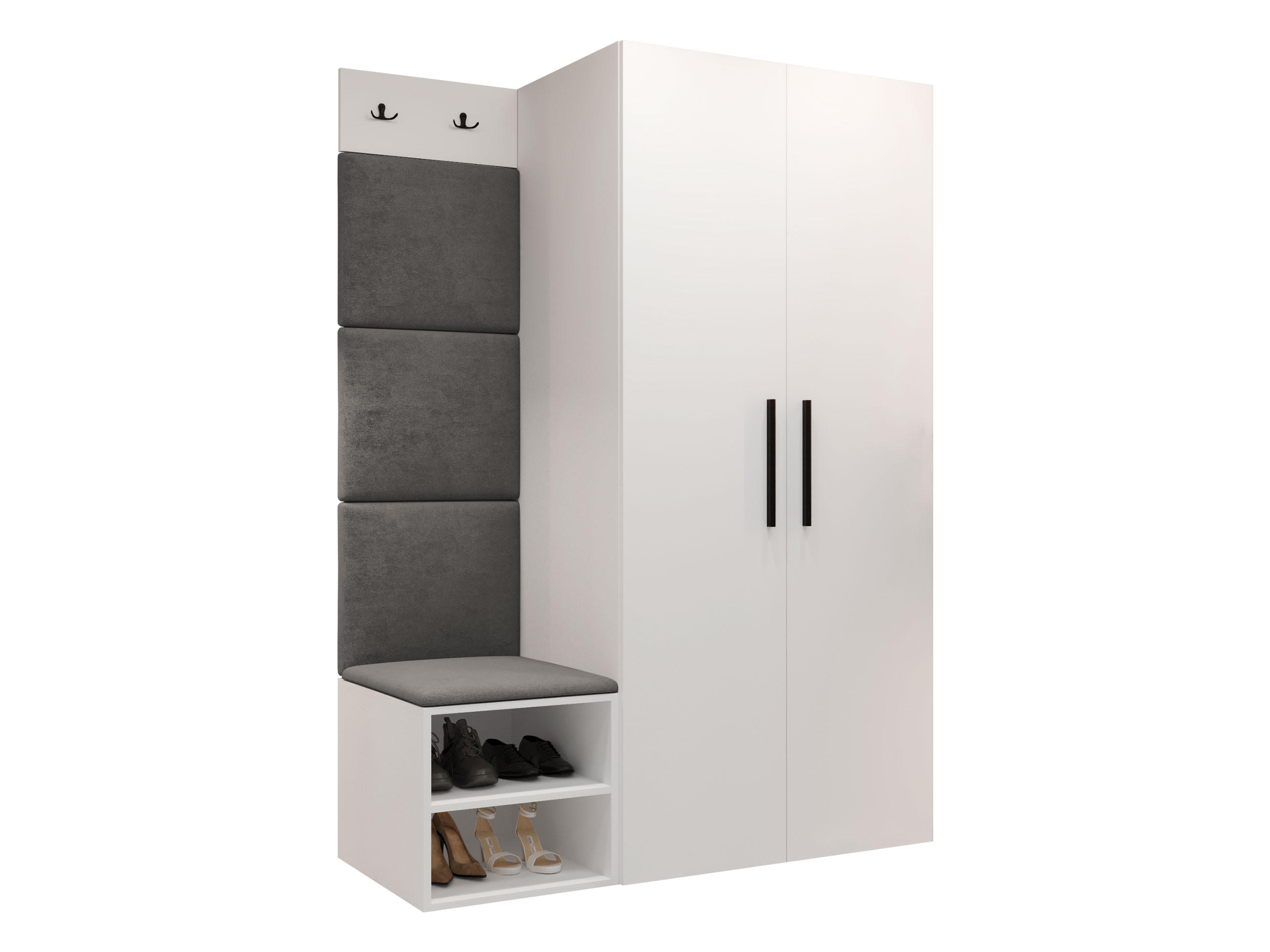 GARDEROBEN-SET Medi IV - Schwarz/Weiß, Holzwerkstoff/Kunststoff (80/191/50cm) - MIRJAN24