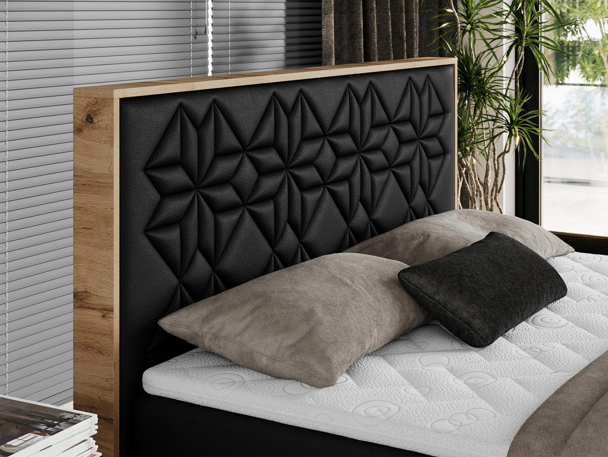 BOXBETT NESSI - 120/200 Schwarz Kunstleder - H3 - Schwarz, Holz/Textil (120/200cm) - MKS