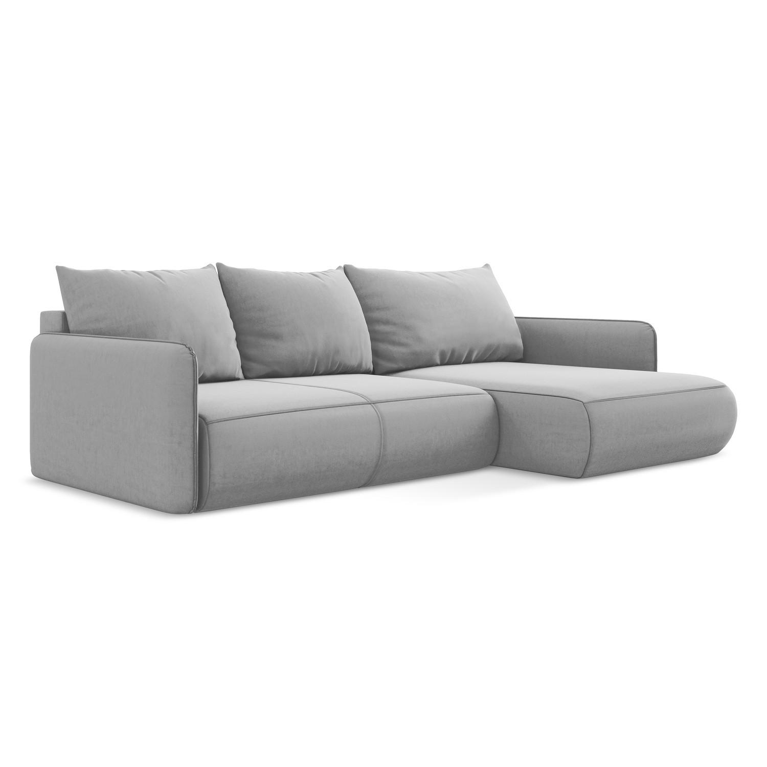 ECKSOFA mit Schlaffunktion Samt Stoff Grau - Schwarz/Grau, Kunststoff/Textil (240/148cm) - LaMiaSofa