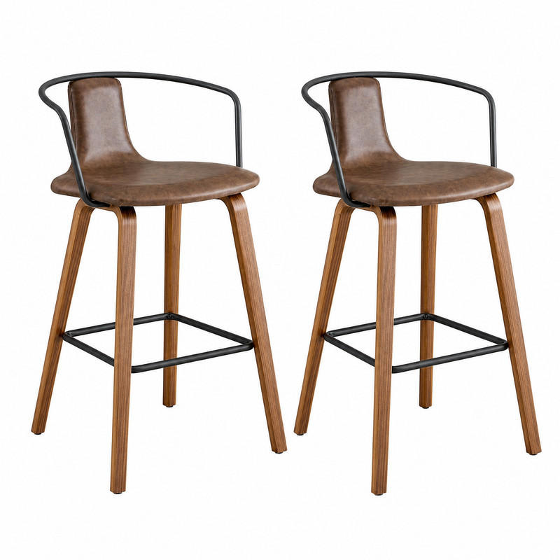 BARHOCKER 2er-Set mit Armlehne Braun Holz - Braun, Holz (44/88/54.7cm) - Meubliv