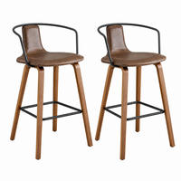 BARHOCKER 2er-Set mit Armlehne Braun Holz - Braun, Holz (44/88/54.7cm) - Meubliv