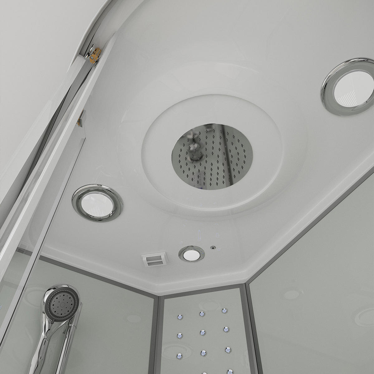 DAMPFDUSCHE WHITE PEARL - Weiß, 120 x 80 cm Rechts - Weiß, Glas (80cm) - Home Deluxe