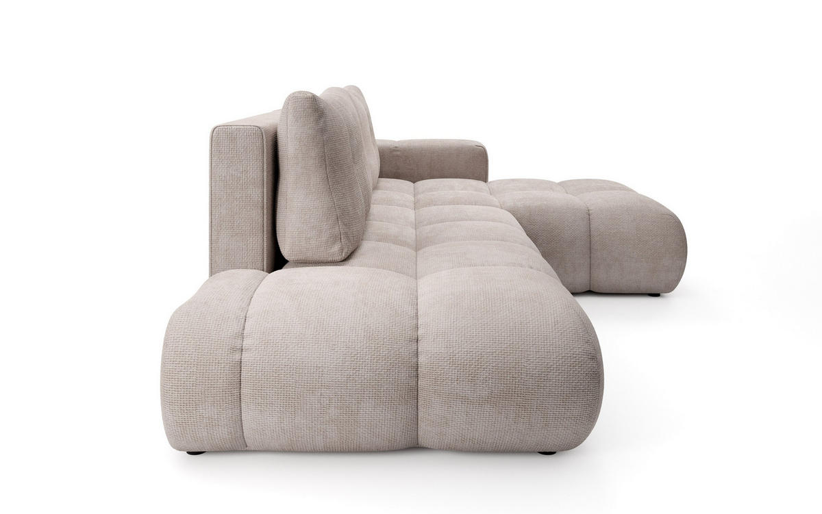 ECKSOFA DUCA R-S Beige Chenille mit Schlaffunktion - Beige, Holz (266.5/266.5cm) - MASSENO