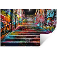 WANDTATTOO Treppe - Graffiti - Farben - Kunst 120x80 cm - Multicolor, Kunststoff (120/80/0.1cm) - MuchoWow
