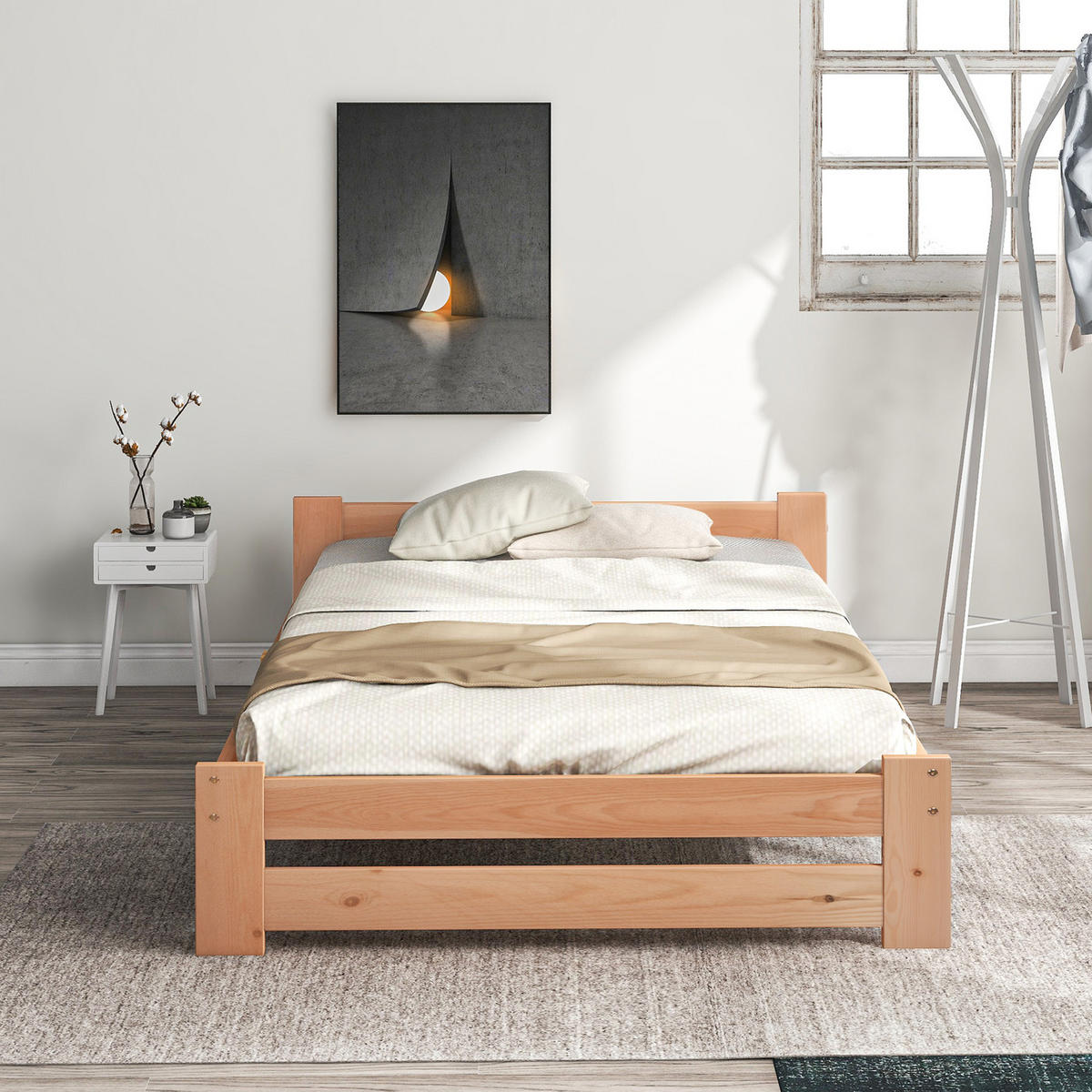 FUTONBETT 90/200 cm in Natur mit Lattenrost - Naturfarben, Holz (90/200cm) - KOMHTOM