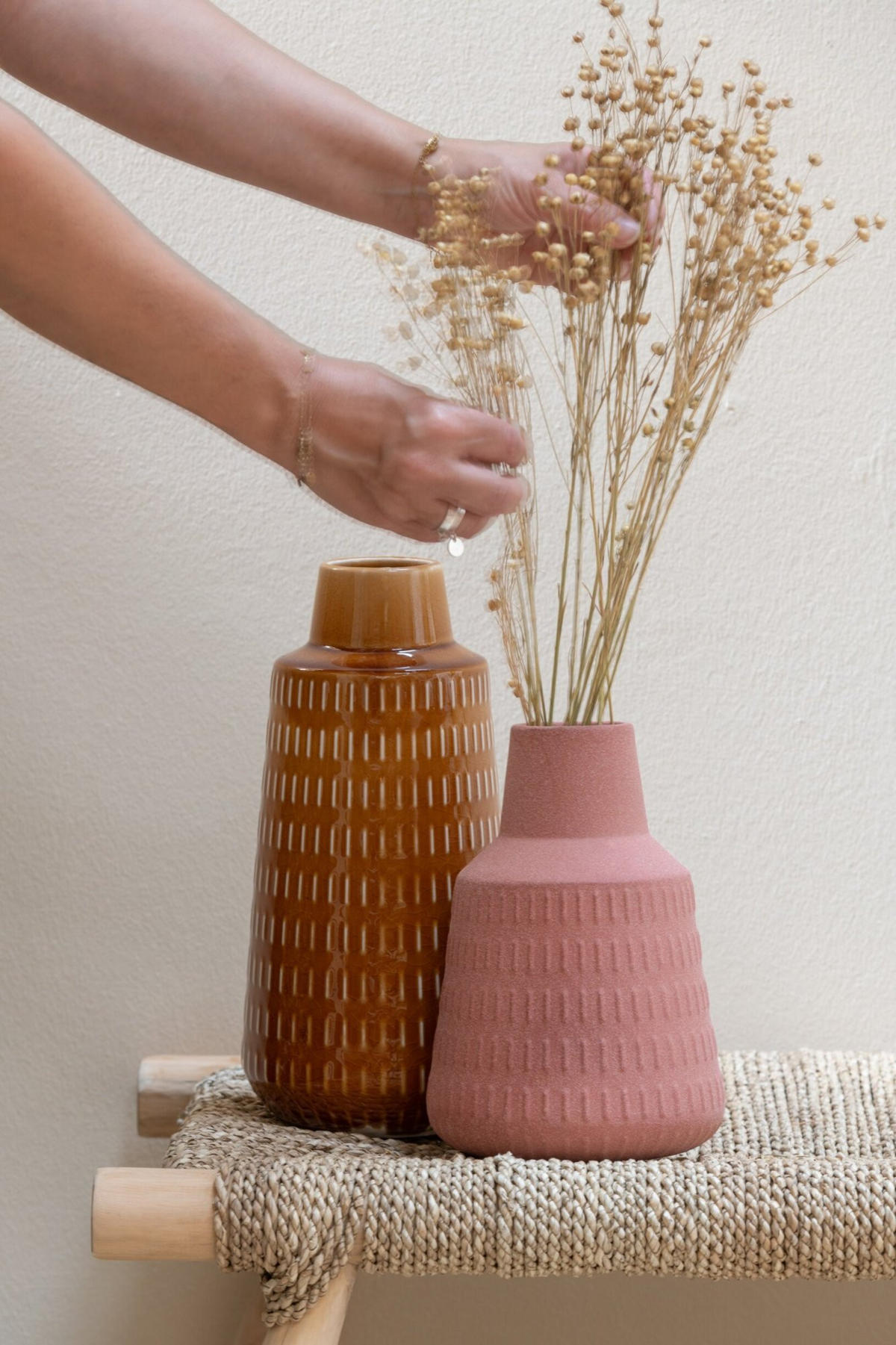 VASE RIA - Porzellan - Orange - Ø 16 cm - Dunkelorange, Keramik (23cm) - J-Line