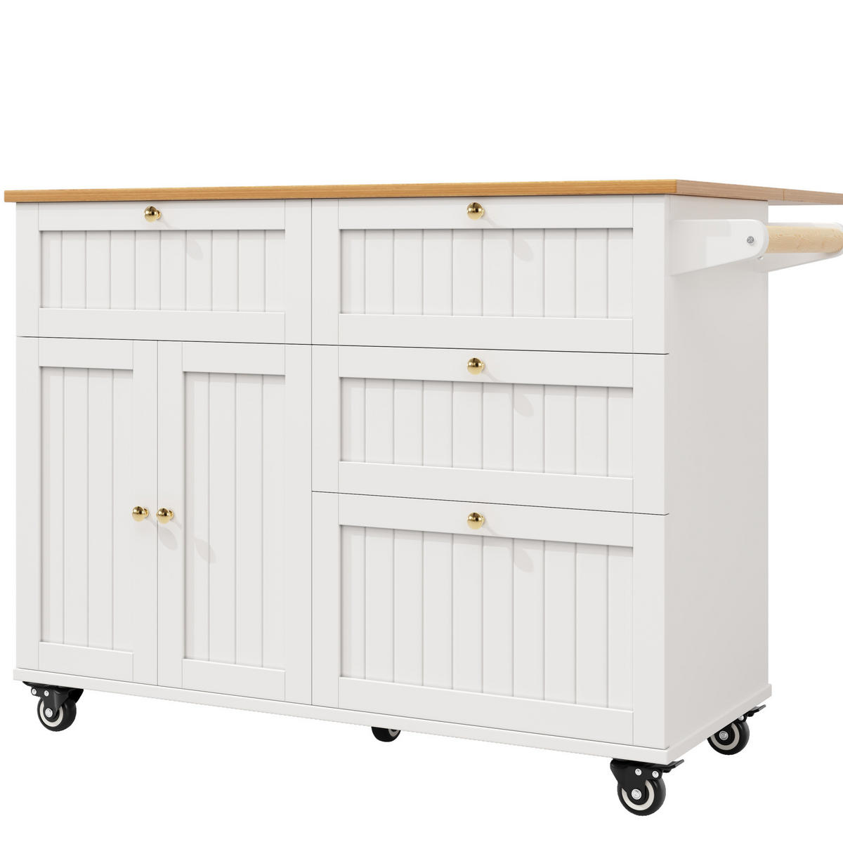 KÜCHENINSEL 133/37,3/88 cm aus MDF mit klappbarer Arbeitsplatte Weiß - Weiß, Holzwerkstoff (133/88/37cm) - Modenvie
