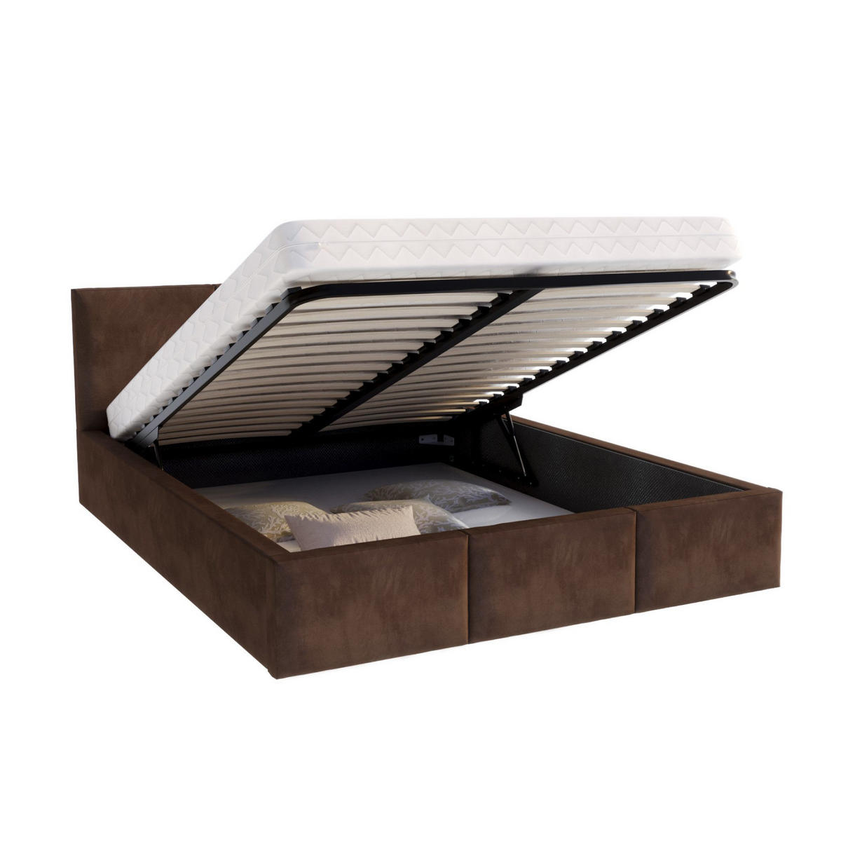 POLSTERBETT AMBER Braun - Birkefarben/Braun, Holzwerkstoff (160/200cm) - FDM