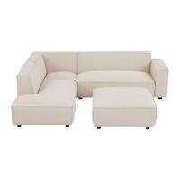 SOFA - 7 Personen - samt - beige Borore - Beige, Holz/Textil (256/75/231cm) - Vente-Unique