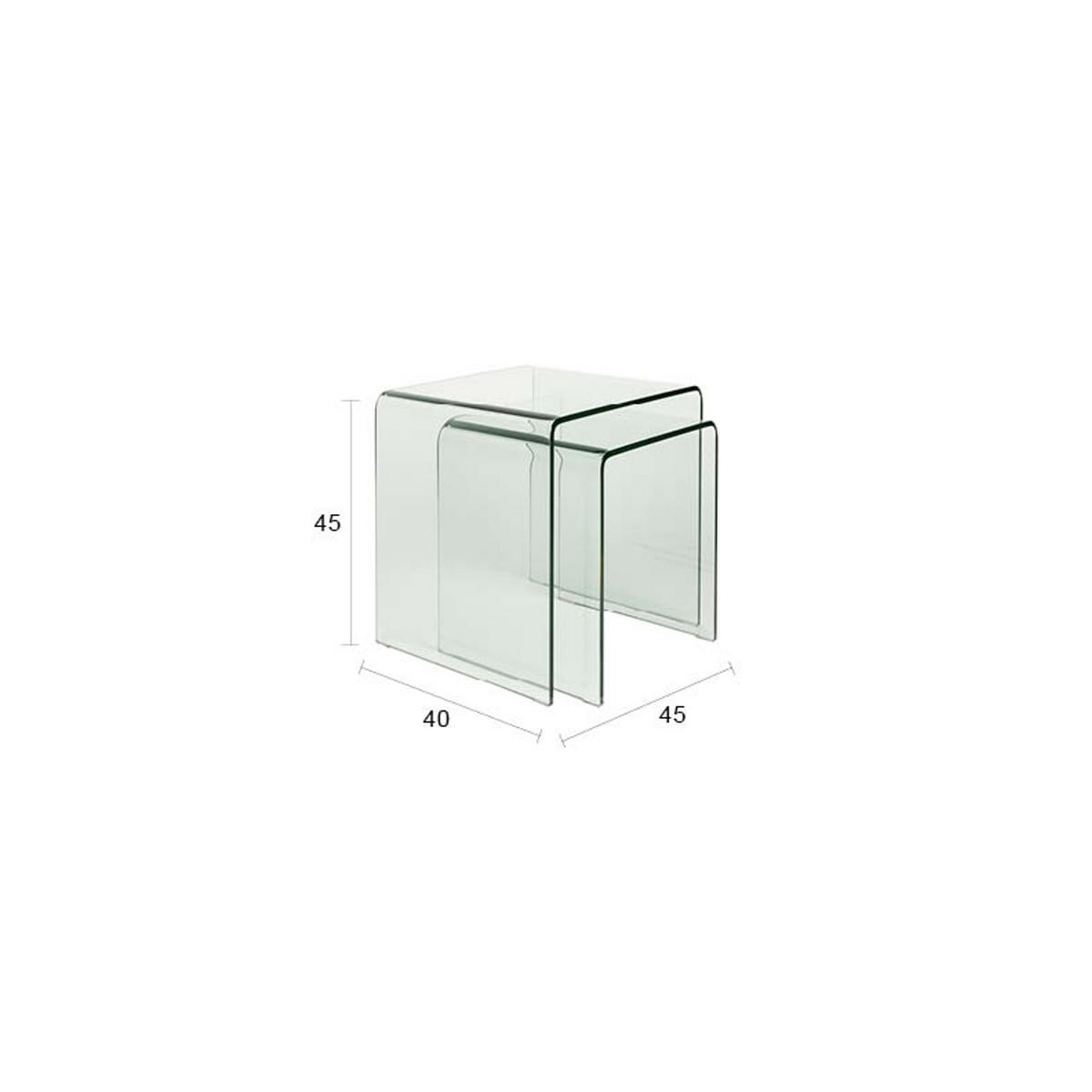 BEISTELLTISCH Vetro 2er-Set Transparent - Klar, Glas (40/45/45cm) - Dutchbone