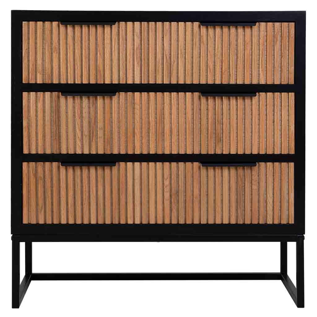 KOMMODE mit 3 schubladen aus holz und metall 80x39x81 cm - Braun, Holz (80/81/39cm) - Wanderlust