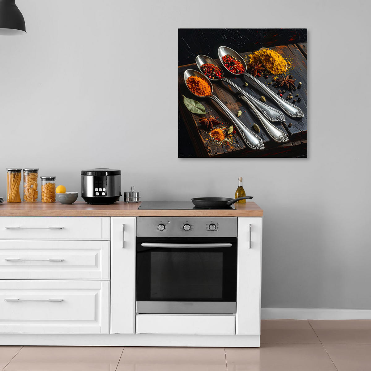 LEINWANDBILD Essen & Trinken 60x60cm - Multicolor, Textil (60/60cm) - Feeby