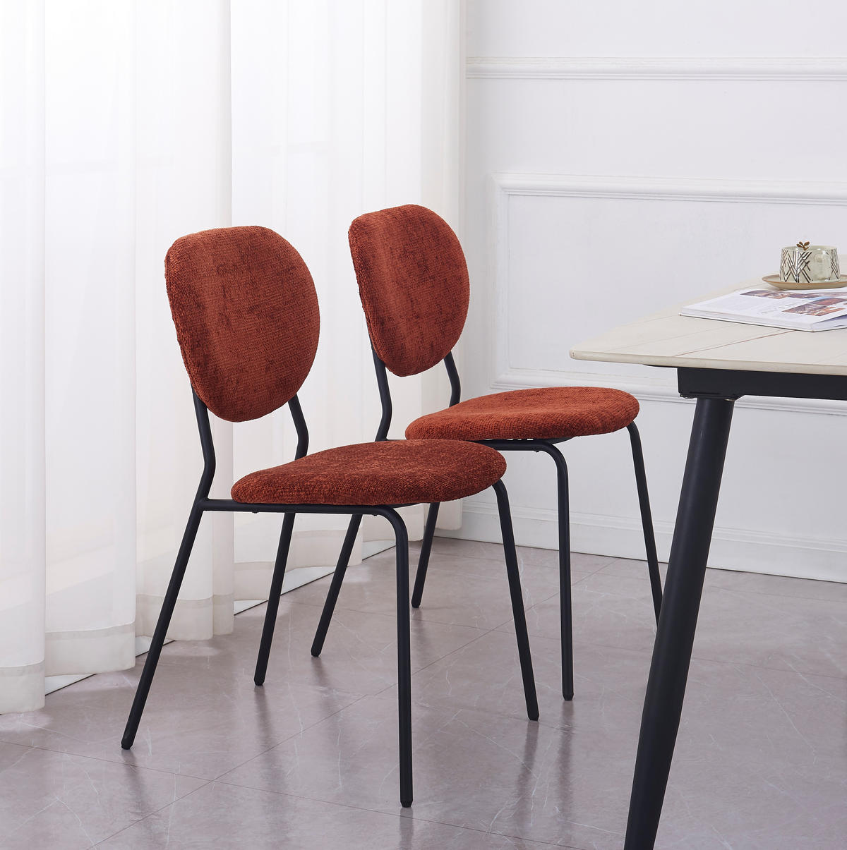 STUHL 2er-Set Stoff Terrakotta - Rot, Textil (49/82.5/54.5cm) - Nordlys