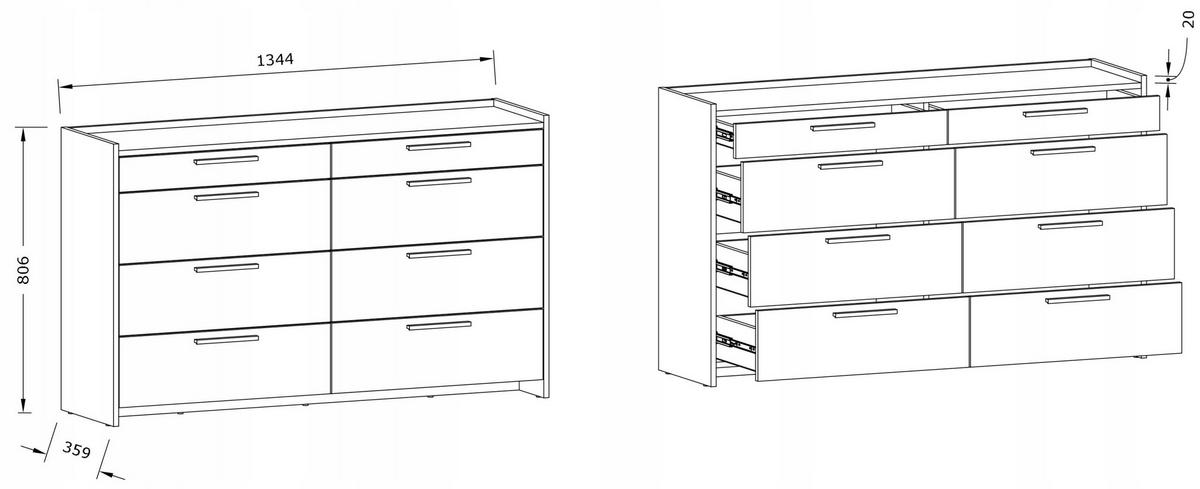 KOMMODE ALTIVO 6SW2SN Weiß 134,4/35,9/80,6 cm - Weiß, Holzwerkstoff (134.4/80.6/35.9cm) - Matkam Möbel