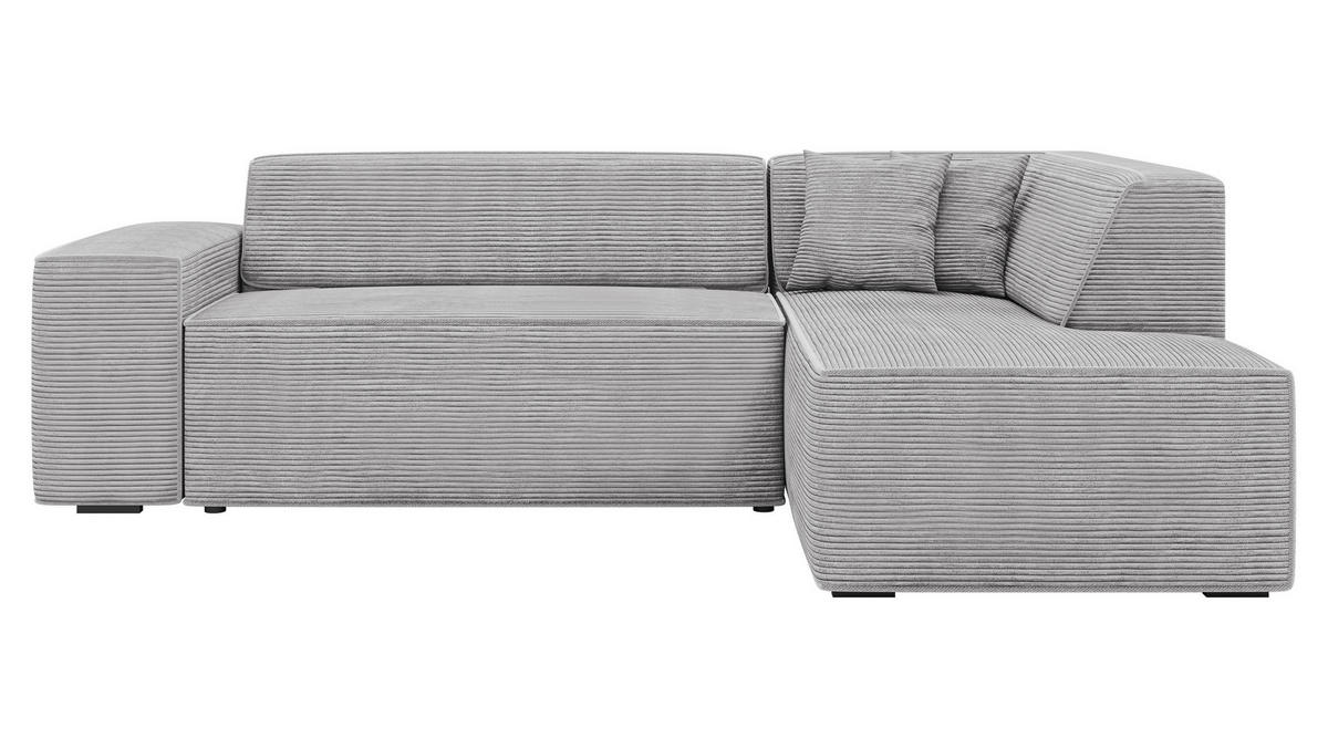 ECKSOFA Lordin Cord, Seite: Rechts - Schwarz/Grau, Holz/Textil (267/205cm) - MIRJAN24
