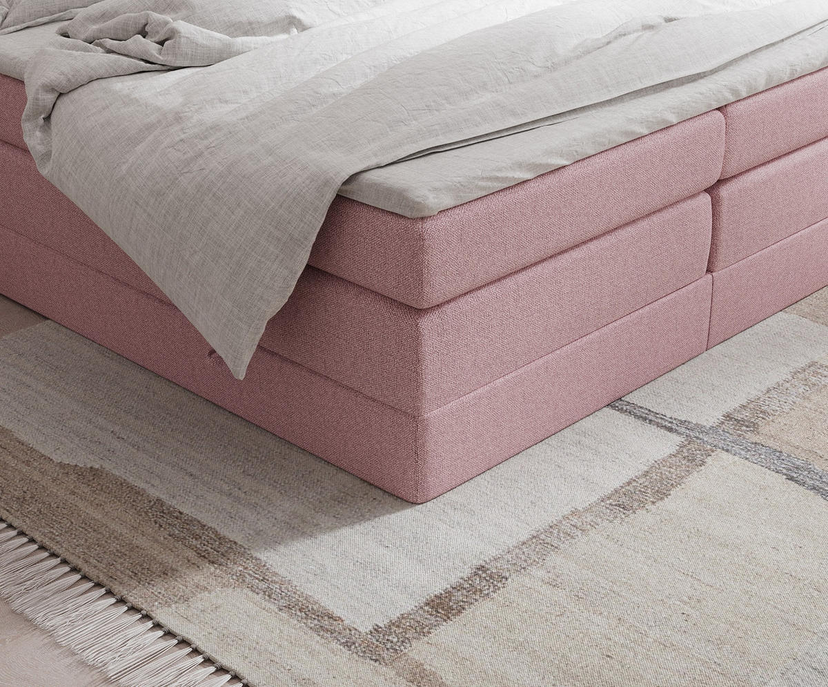 BOXSPRINGBETT Juniper Rosa 160/200 cm - Schwarz/Rosa, Holz/Holzwerkstoff (160/200cm) - Maison de Reve