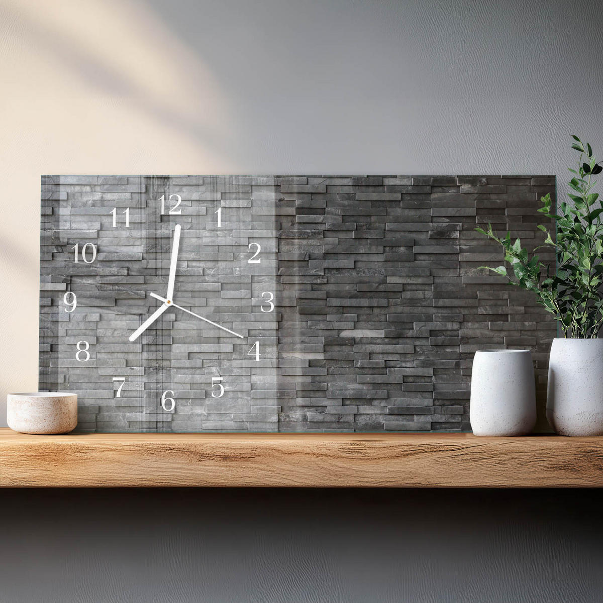 WANDUHR 60x30 cm - 3D-Tunnel - Grau, Glas (60/30/0.4cm) - TULUP