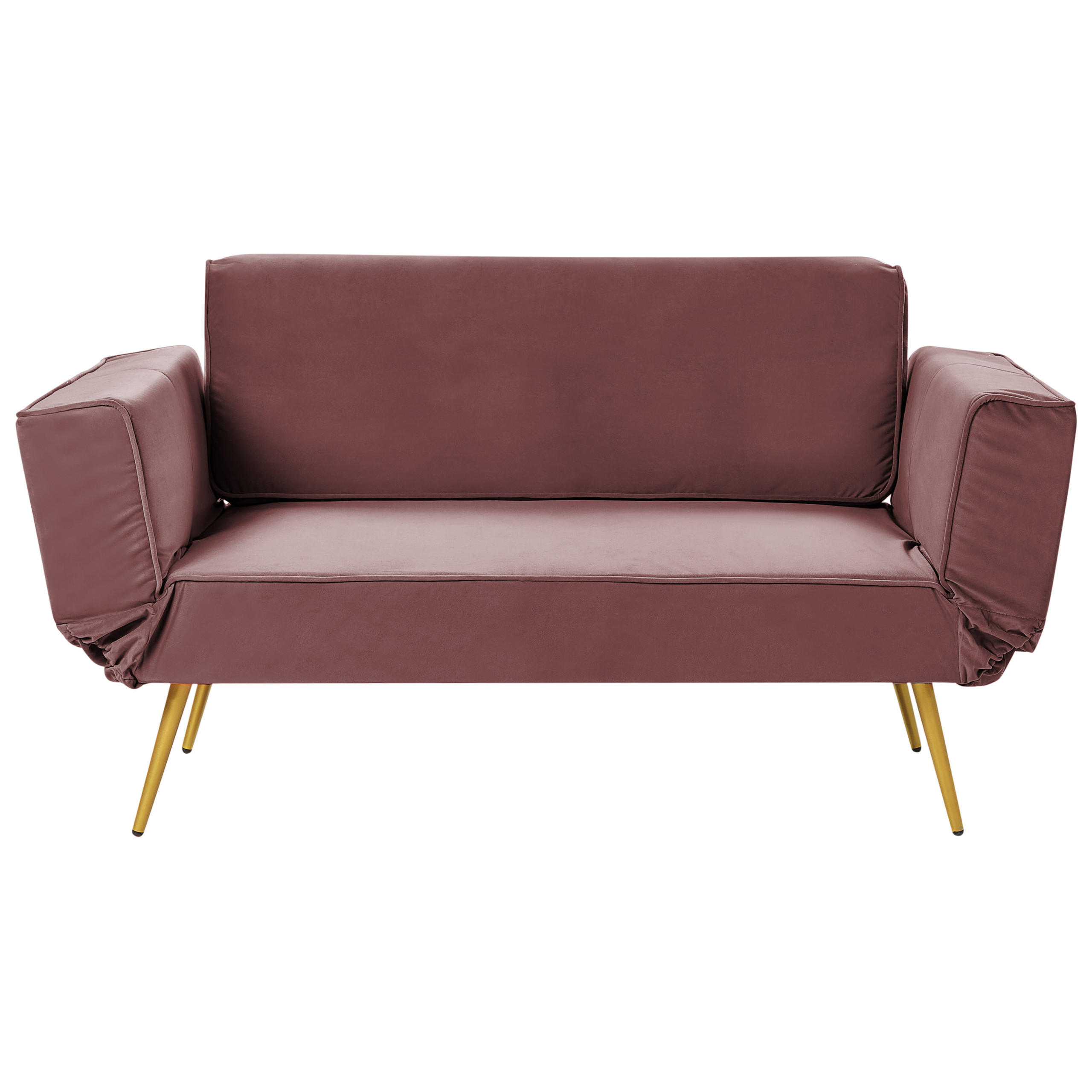SCHLAFSOFA 2-Sitzer Samtstoff Rosa Saarela - Pink/Goldfarben, Textil (187/82/75cm) - Beliani