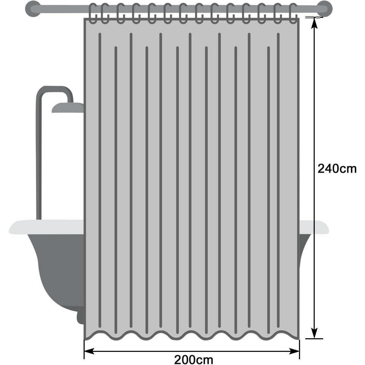 DUSCHVORHANG Grau 200 x 240 cm - Grau, Textil (200/240cm)