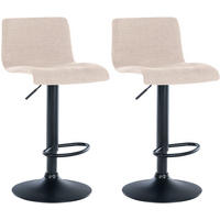 BARHOCKER 2er Set Brandon Stoff creme - Schwarz/Naturfarben, Textil/Metall (39/104/36cm) - TPFLiving