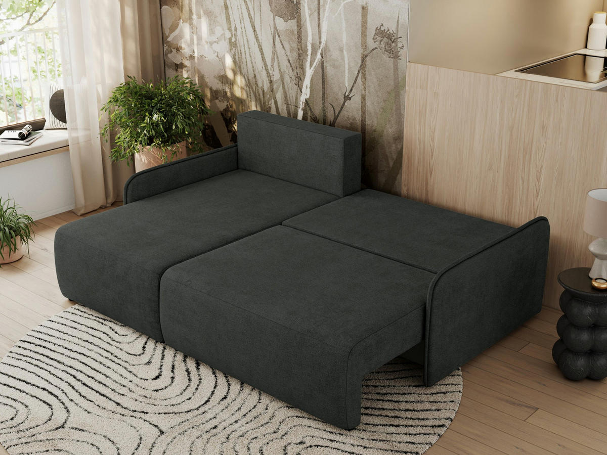 ECKSCHLAFSOFA ARPA L Dunkelgrau Struktur - links - Dunkelgrau/Schwarz, Kunststoff/Textil (198/150cm) - MKS
