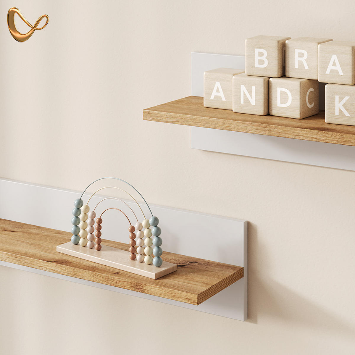 WANDREGAL KINDERZIMMER Mailo Weiß/Artisan 70 x 20 cm - Weiß/Eiche Artisan, Holzwerkstoff (70/20/18.4cm) - Livinity®