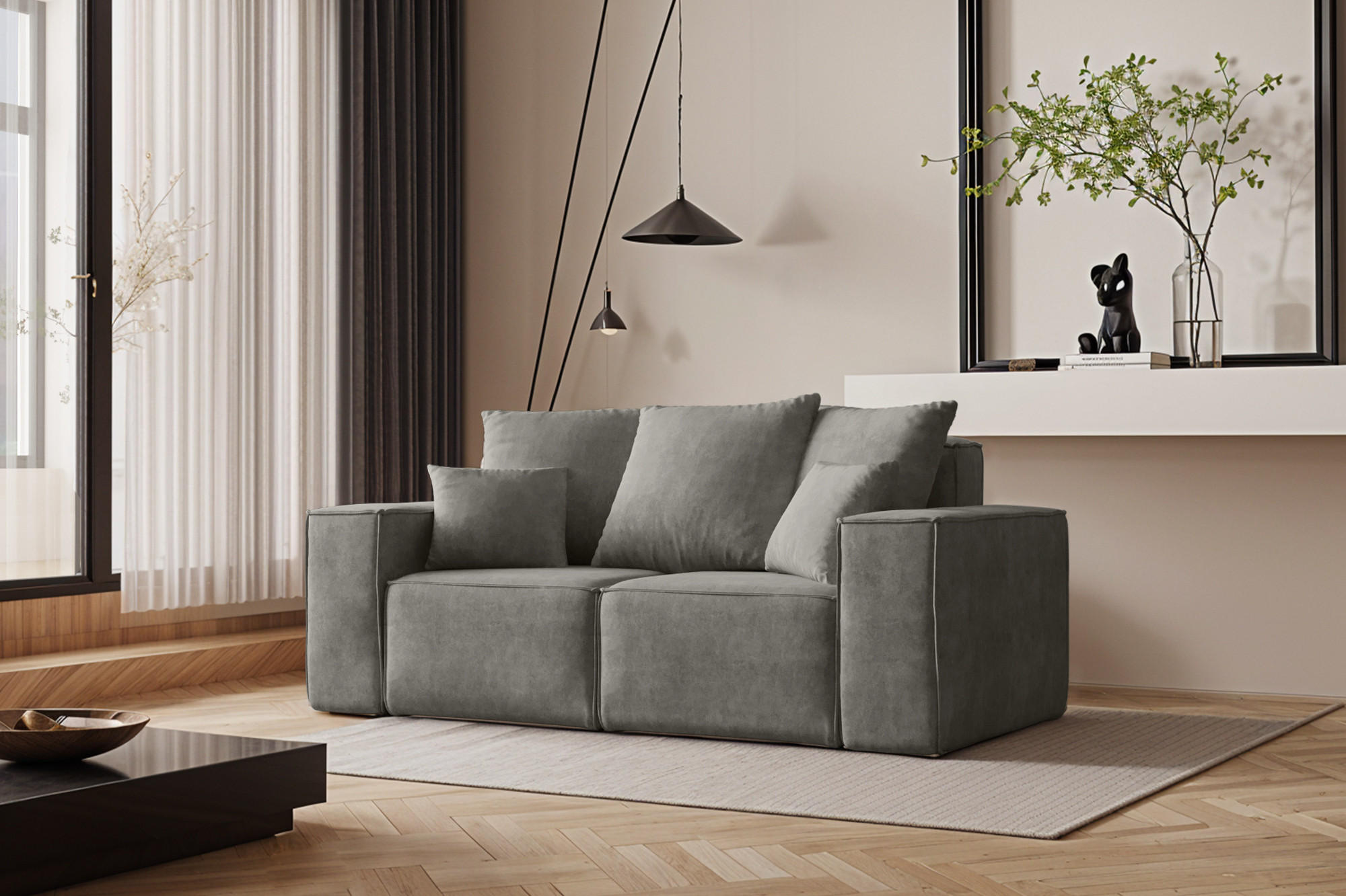 SOFA ELLA Modern Stoff Noel Grau - Dunkelgrau, Holz/Textil (182/78/90cm) - Kaiser Möbel