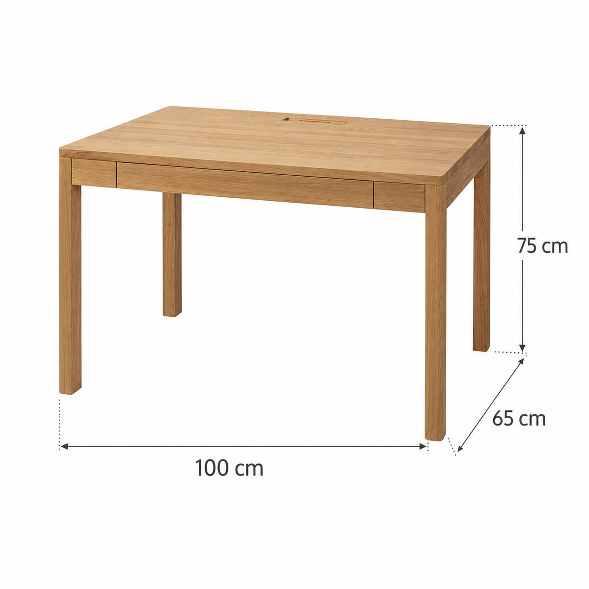 SCHREIBTISCH Franz, Eiche Natur, 100 cm - Beige, Holz (65/100/75cm) - WOODEK