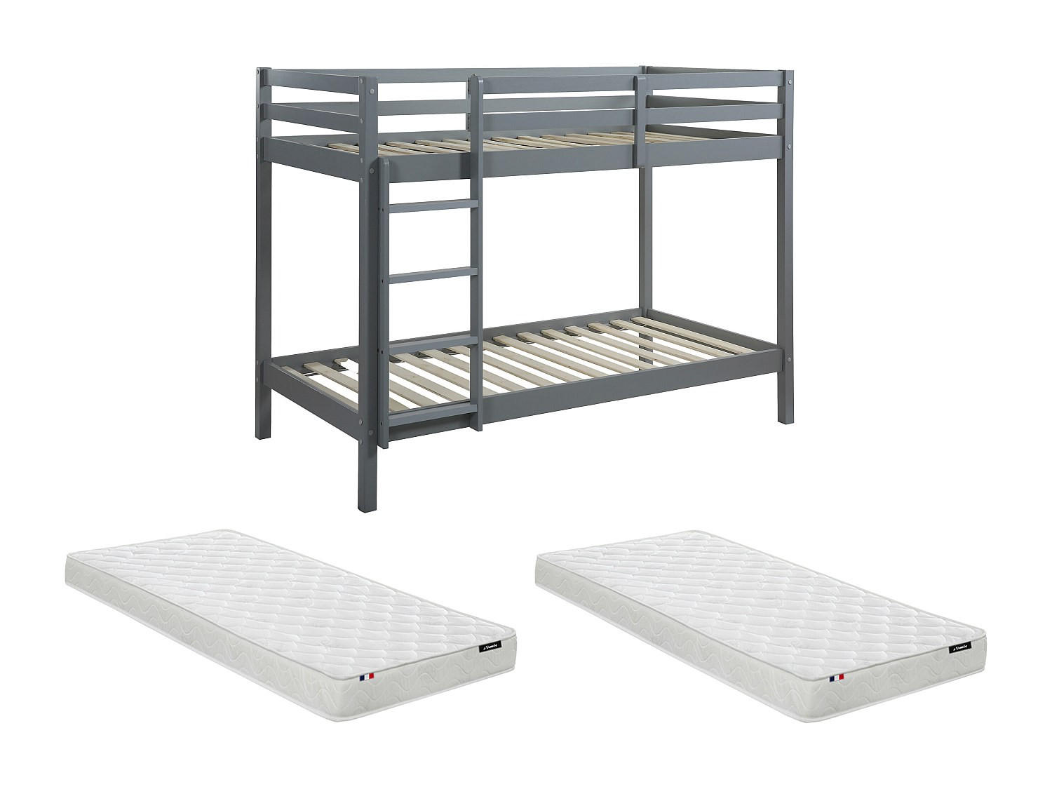 Vente-Unique Etagenbett Grau, Weiß 90x190 cm