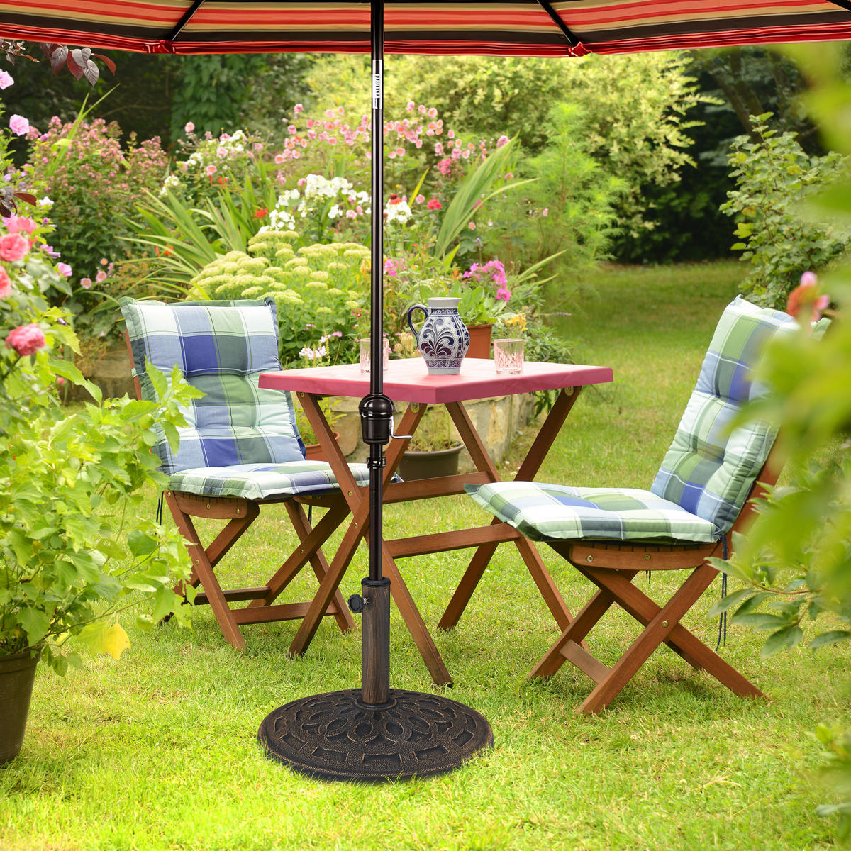 SCHIRMSTÄNDER - Schwarz, Kunststoff/Metall (49/49cm) - Relaxdays