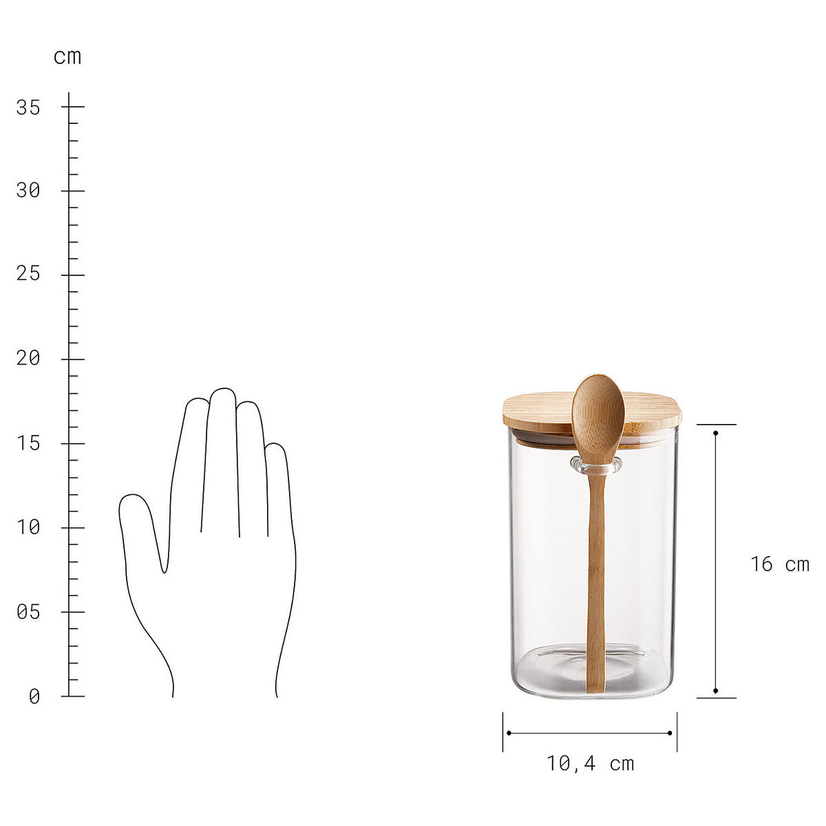 VORRATSGLAS Composition - Transparent, Glas/Holz (10/16/13cm) - Butlers