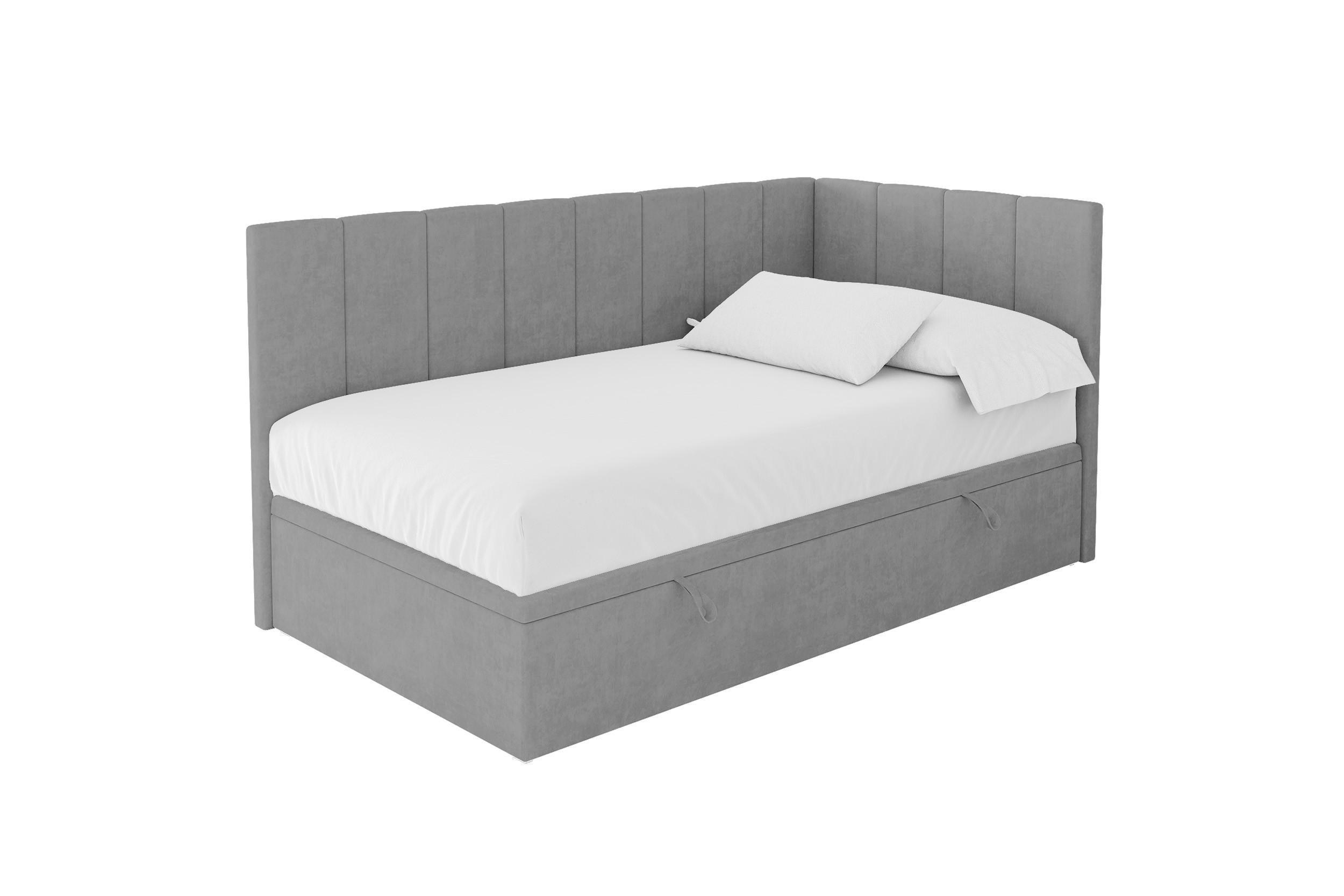 ALTDECOR JEDNOLŮŽKOVÁ POSTEL pro mládež s úložným prostorem vlevo, s matrací - LOVY 90x200 šedá