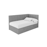 EINZELBETT Jugendbett mit Bettkasten Links, ohne Matratze - LOVY 80x200 Grau - Anthrazit, Holzwerkstoff/Textil (80/200cm) - ALTDECOR