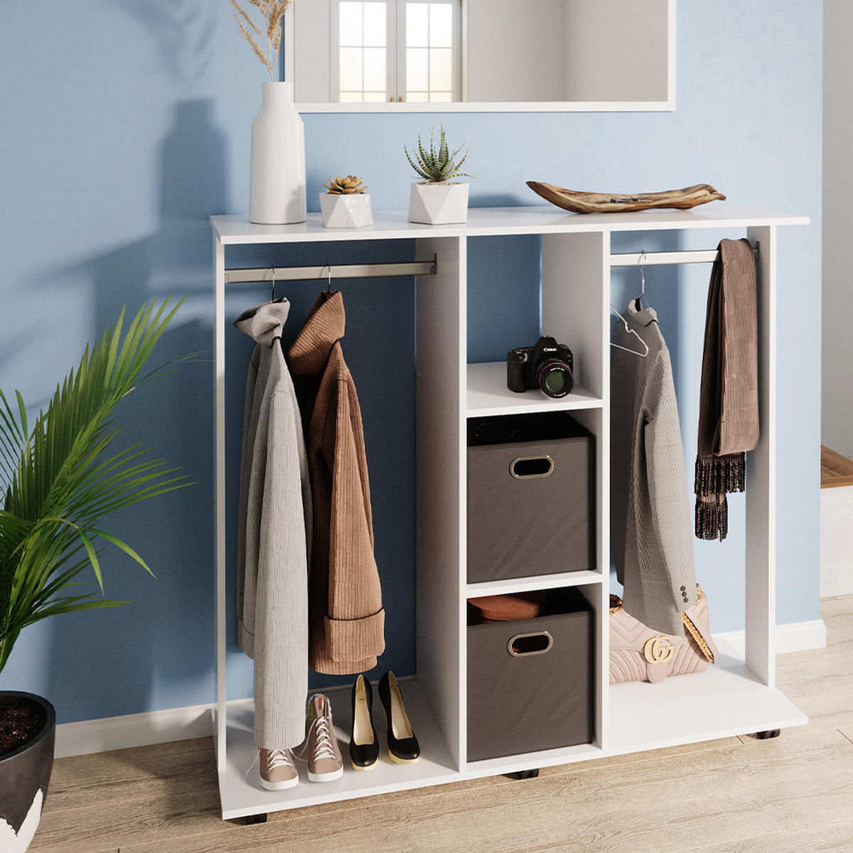 GARDEROBENSCHRANK Robbie Weiß 130 x 120 cm - Weiß, Holzwerkstoff (130/120/40cm) - Vicco