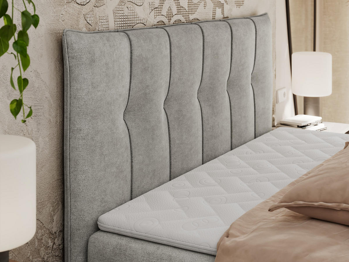 BOXBETT PREMIUM 10 160/200 Hellgrau Struktur - H3 - Hellgrau, Holz/Textil (160/200cm) - MKS
