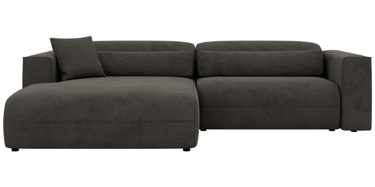 ROHOVÁ SEDAČKA PAZURRO L - Tmavosivá Samet - Vľavo - čierna/tmavosivá, textil/plast (288/180cm) - MKS