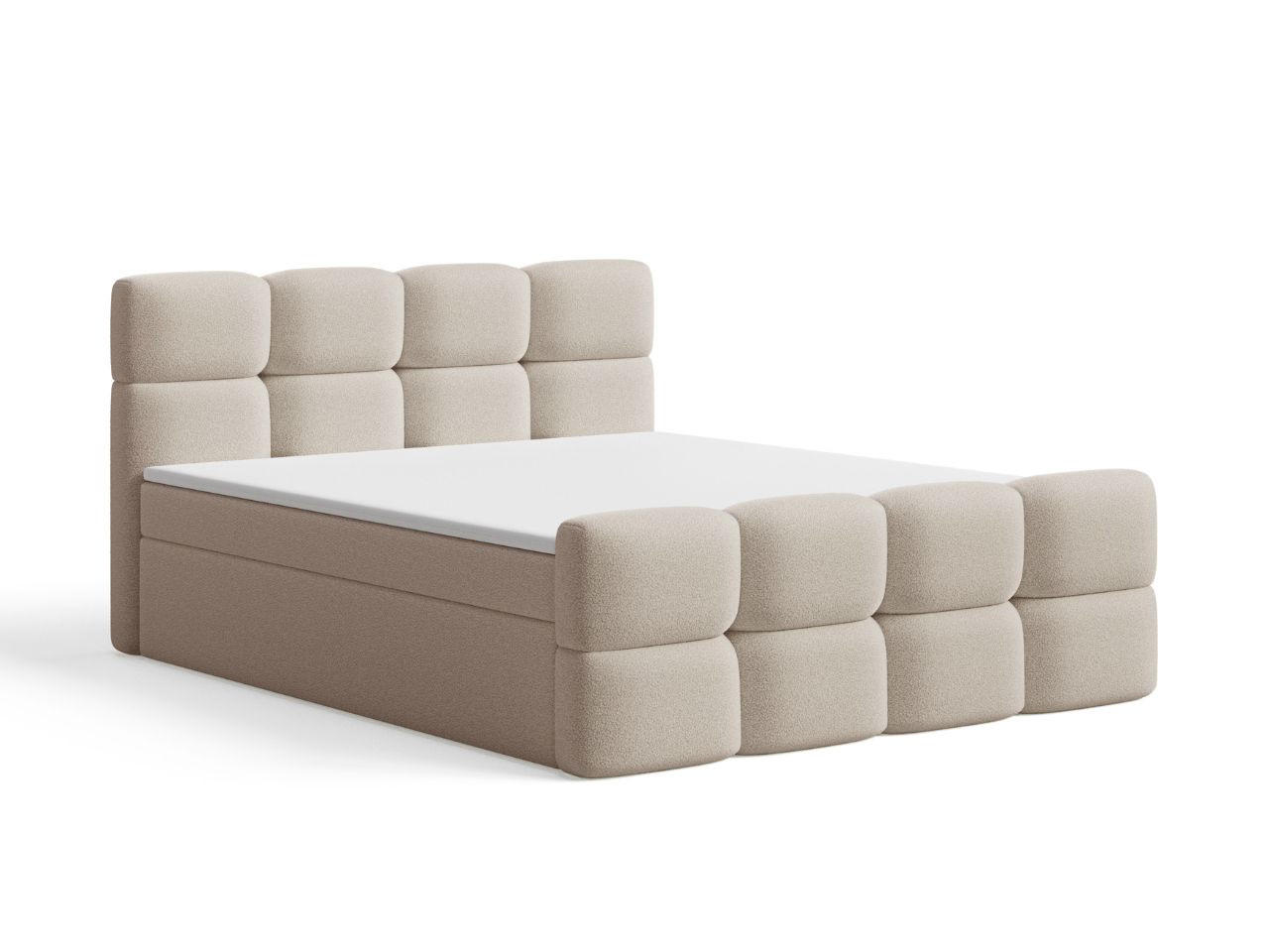 BOXBETT Rivon 140x200 Bouclé-Stoff Beige - Beige, Holz/Textil (140/200cm) - Graingold