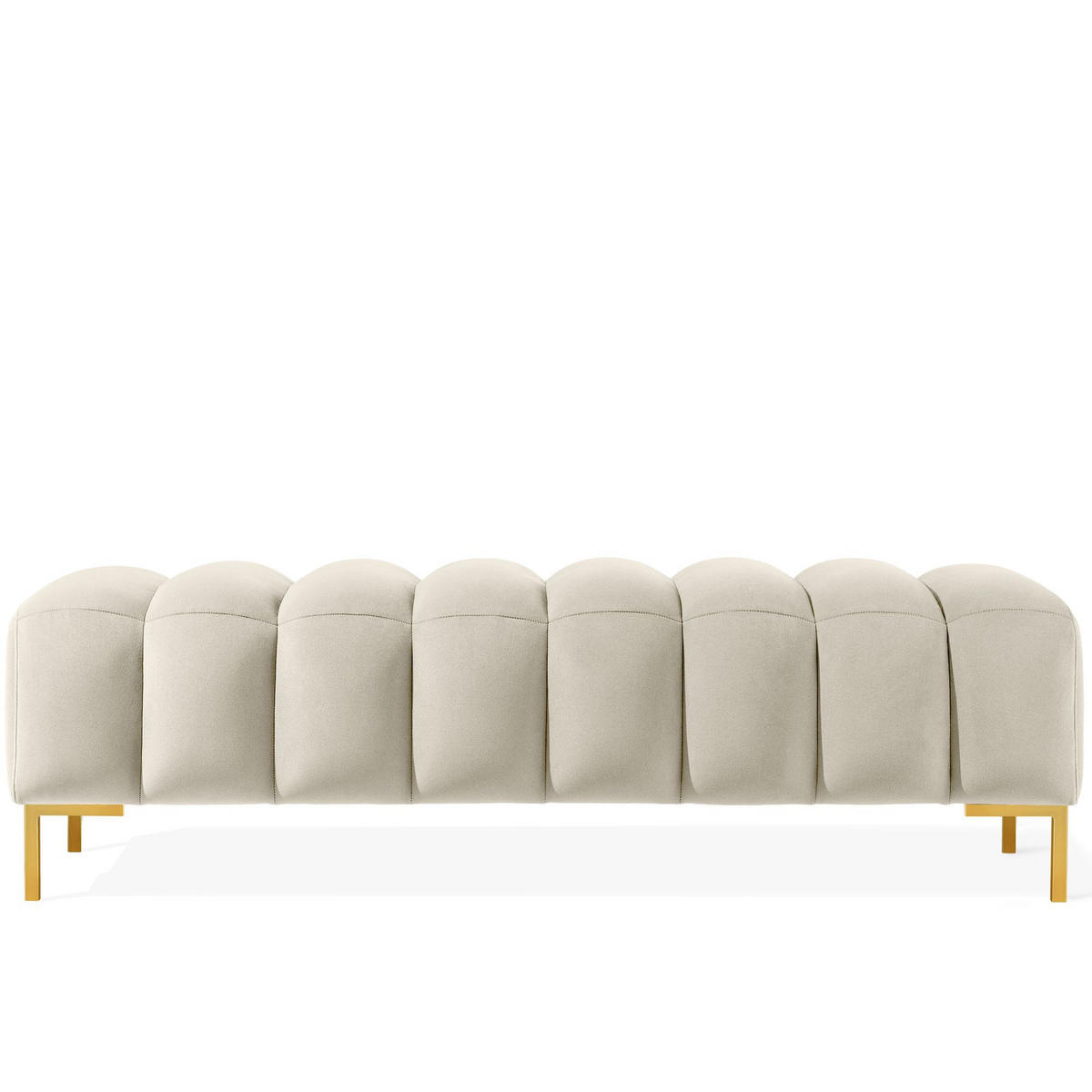 POLSTERBANK Bettbank PECCO, Metallbeinen - Goldfarben/Creme, Holz/Textil (160/50/50cm) - KONSIMO®