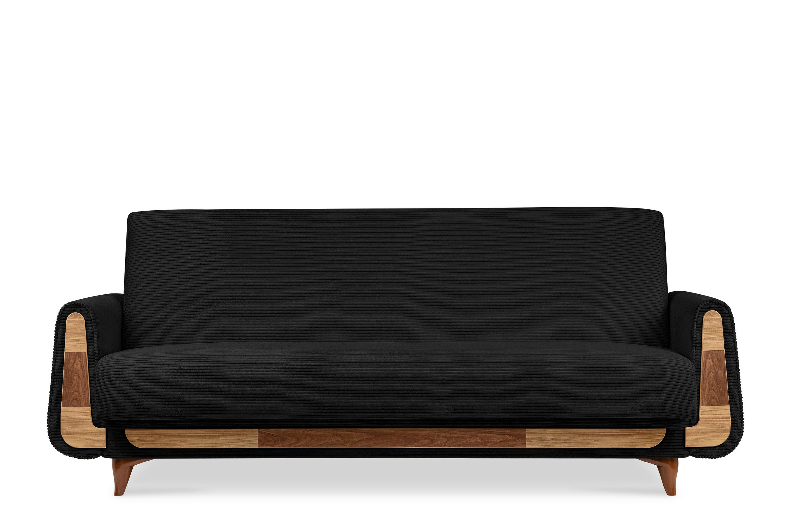 3-SITZER-SCHLAFSOFA GUSTAVO II mit Armlehnen, Schwarz - Schwarz, Holz/Holzwerkstoff (230/98/98cm) - KONSIMO®