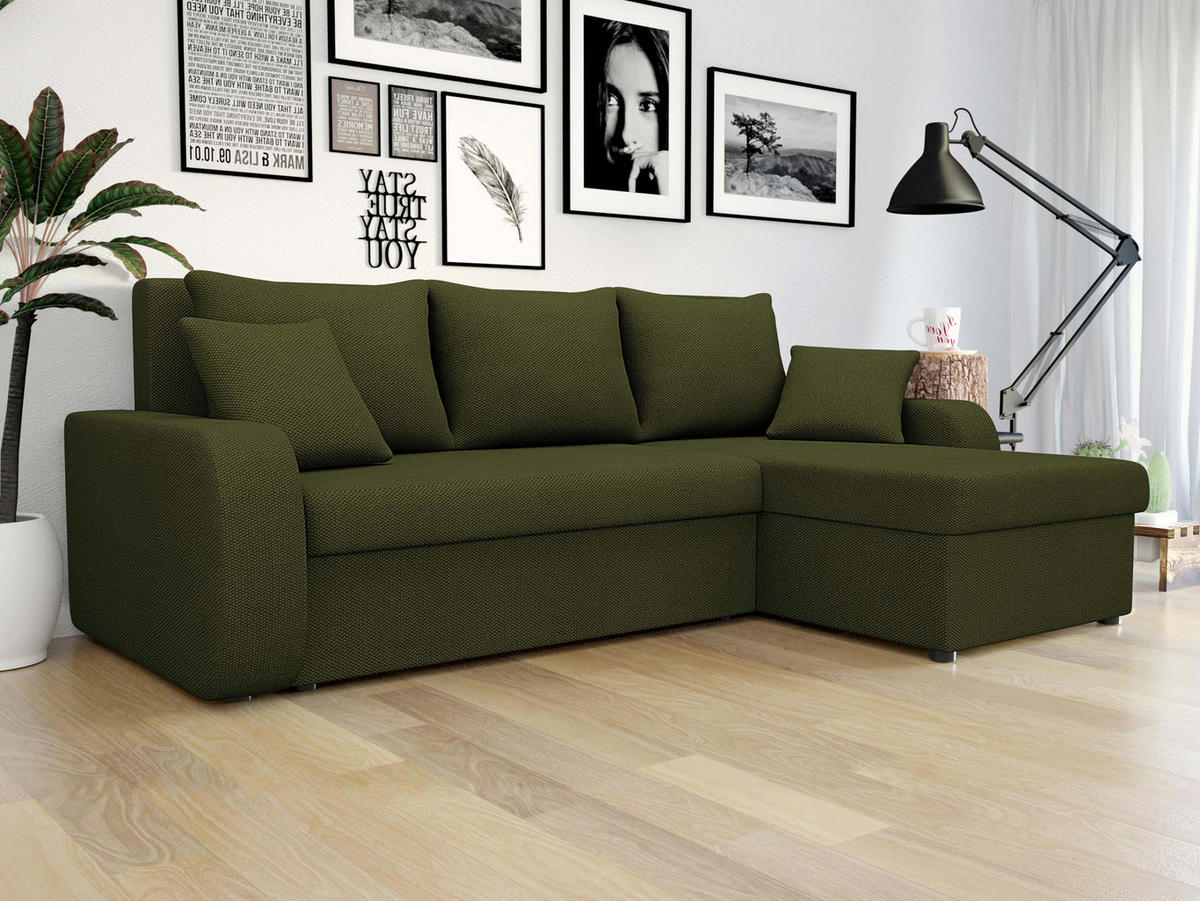 ECKSOFA Kris Lux - Schwarz/Grün, Holz/Kunststoff (238/147cm) - MIRJAN24