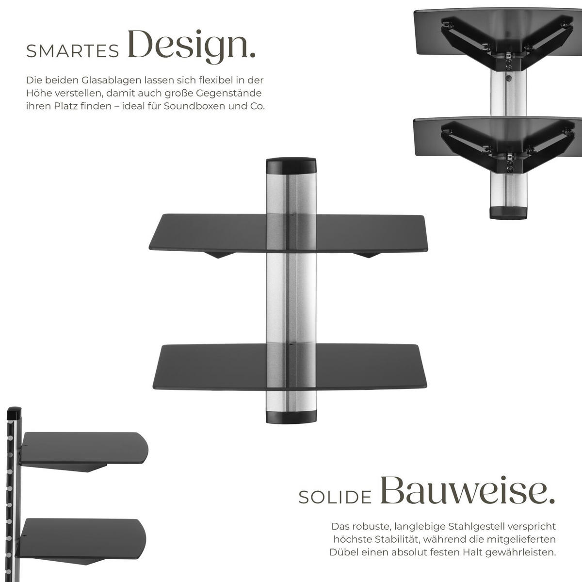 WANDREGAL , 44 x 42 x 34 cm, schwarz - Schwarz, Metall (34/44/42cm) - tectake