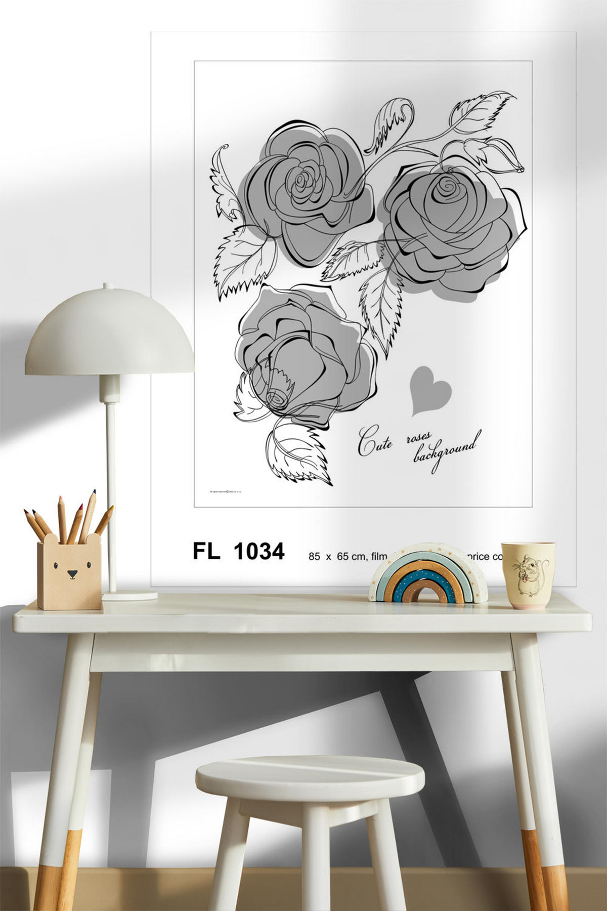 WANDTATTOO Blumen 85 x 65 cm - Grau, Papier (85/65/65cm) - Sanders & Sanders