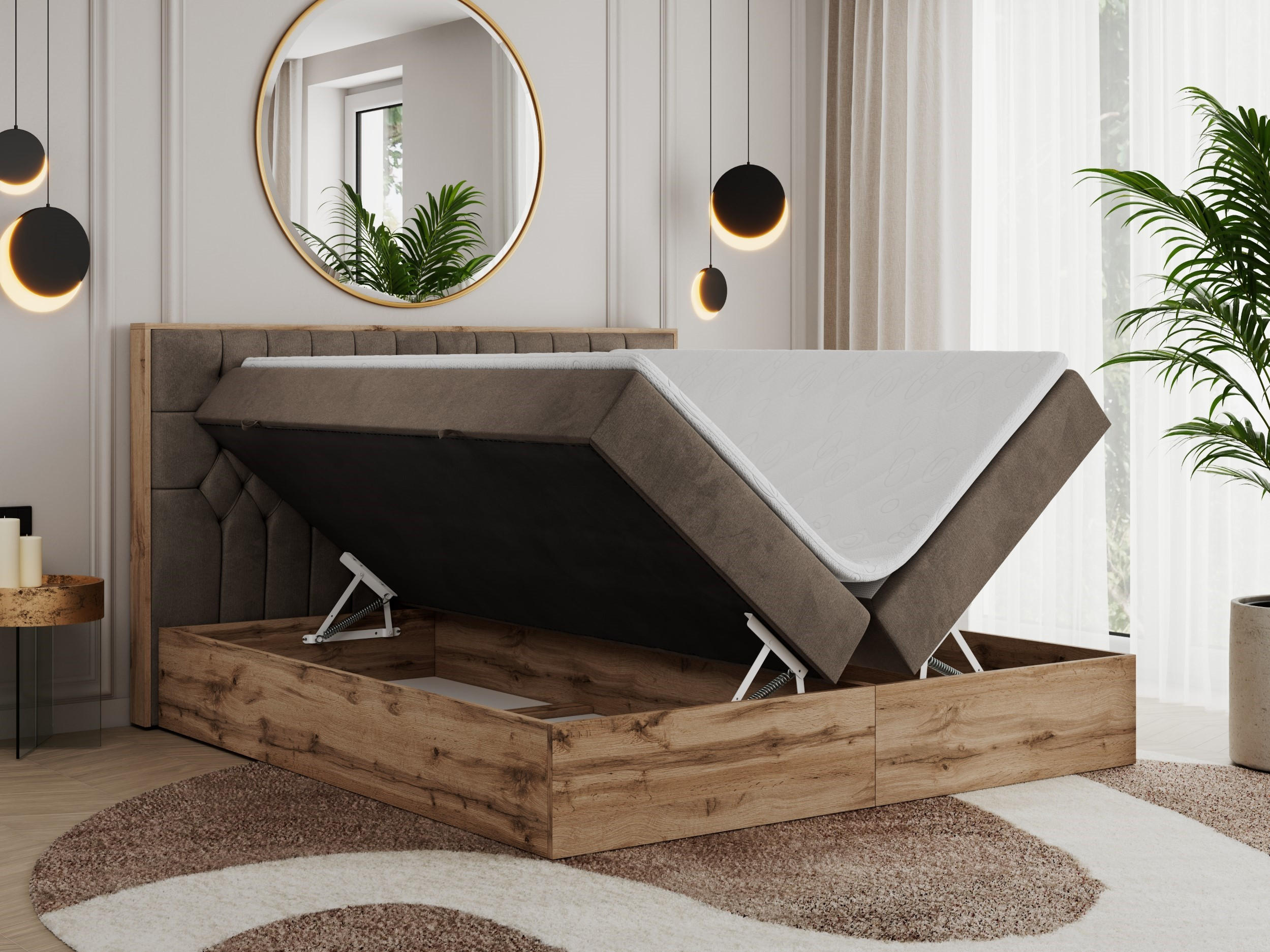 Thumbnail - MKS Boxbett, Braun, Textil, 2-Sitzer, H4, Rechteckig, 160x200 cm, Schlafzimmer, Betten, Boxspringbetten