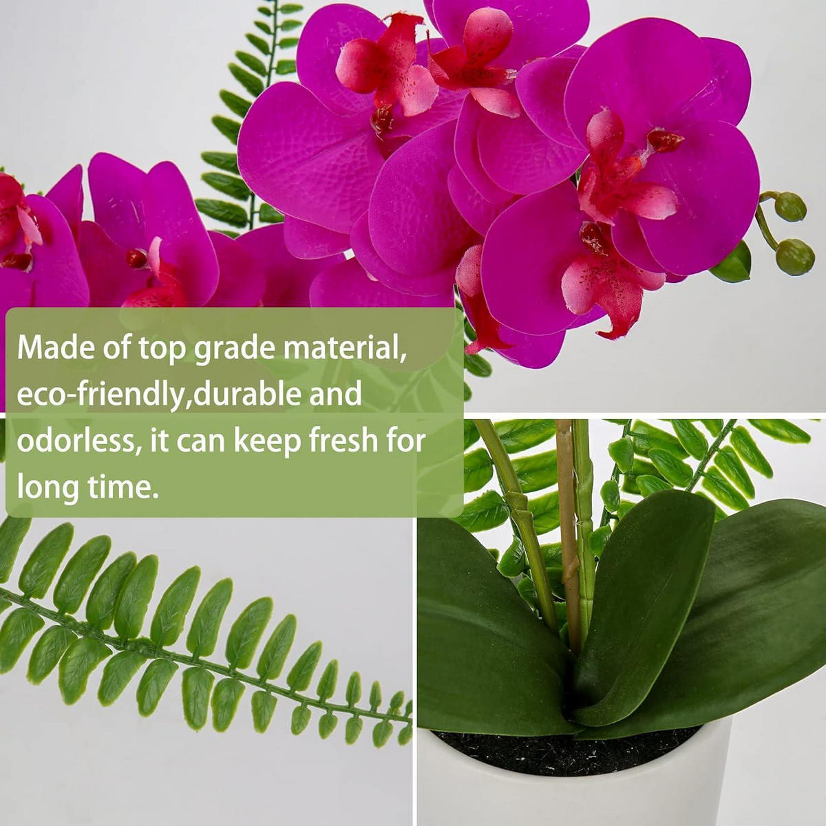 KUNSTBLUME Orchidee Phalaenopsis mit 2 Stielen 40.5 cm Weiß Rosa Violett - Pink, Kunststoff (38.1cm)