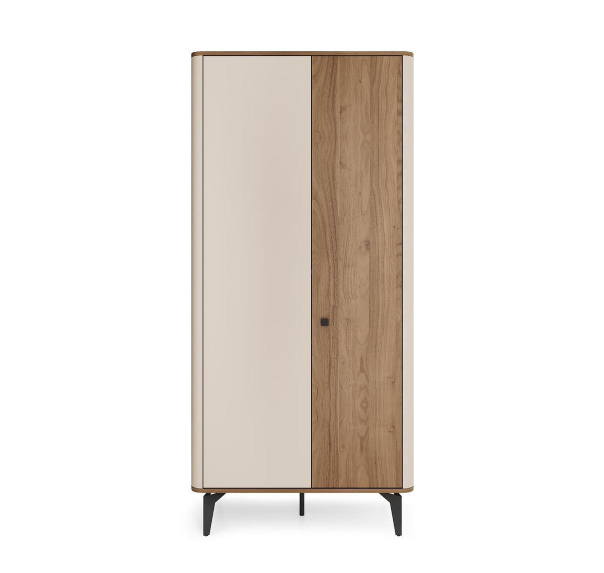 KLEIDERSCHRANK Aurena Kaschmir mit Walnuss, Schrank mit Soft-Close - Schwarz/Braun, Holzwerkstoff/Metall (88/190/52cm) - Bettso