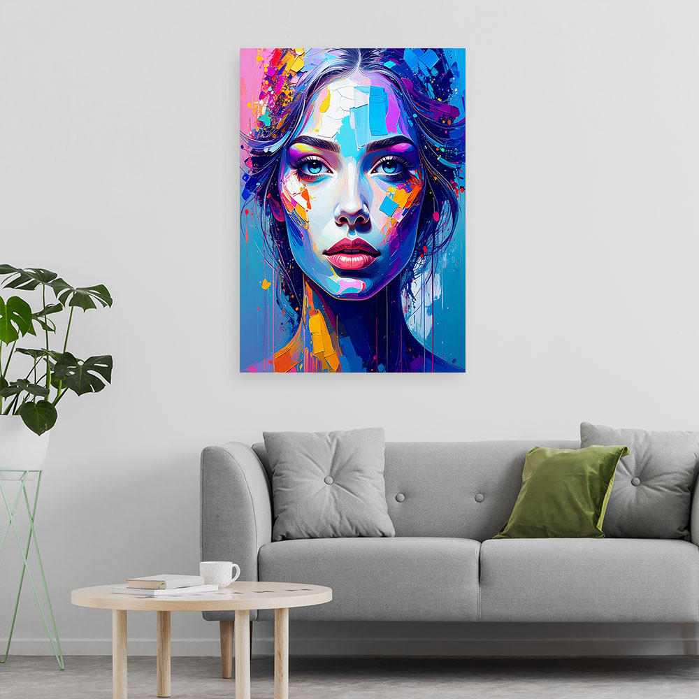 LEINWANDBILD Glamouröses Porträt einer Frau 80x120cm - Multicolor, Textil (80/120cm) - Feeby