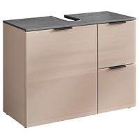 WASCHBECKENUNTERSCHRANK mit 1 Tür - Holzwerkstoff / Glas - Kaschmir / Chromix Anthrazit - Kaschmir/Schwarz, Glas/Holzwerkstoff (80/60/35cm) - home24