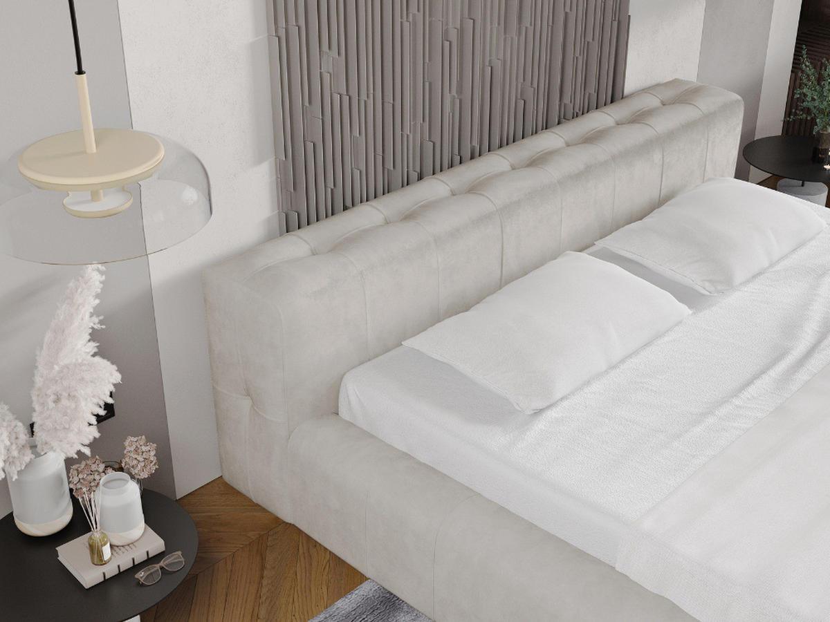 POLSTERBETT Lipari 160x200 Beige - Beige/Naturfarben, Holz/Textil (160/200cm) - Graingold