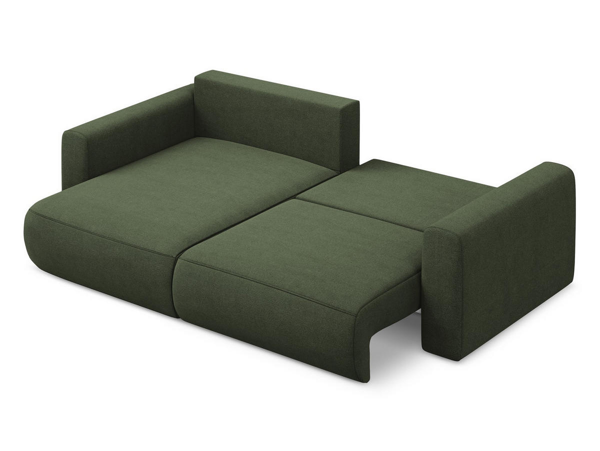 ECKSOFA mit Schlaffunktion Strukturstoff Stoff Grün - Schwarz/Olivgrün, Kunststoff/Textil (149/240cm) - Makamii