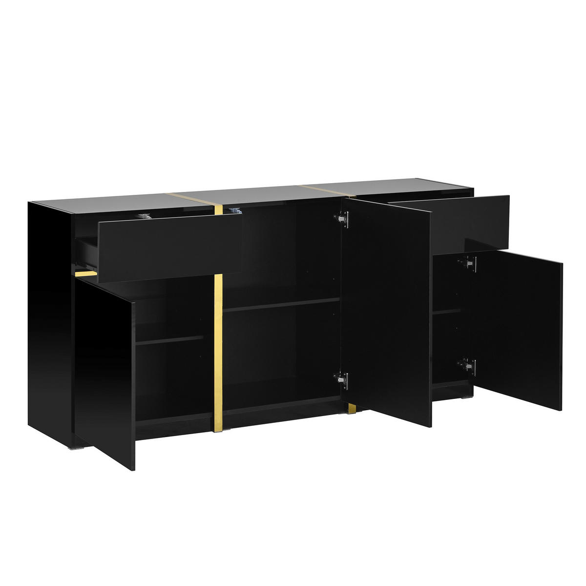 SIDEBOARD Schwarz 160/40/78 cm - Schwarz, Holzwerkstoff (160/78/40cm) - PANGIVO
